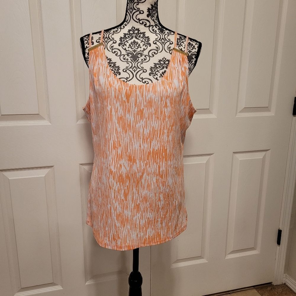 Michael Michael‎ Kors white and pink zebra print tank top